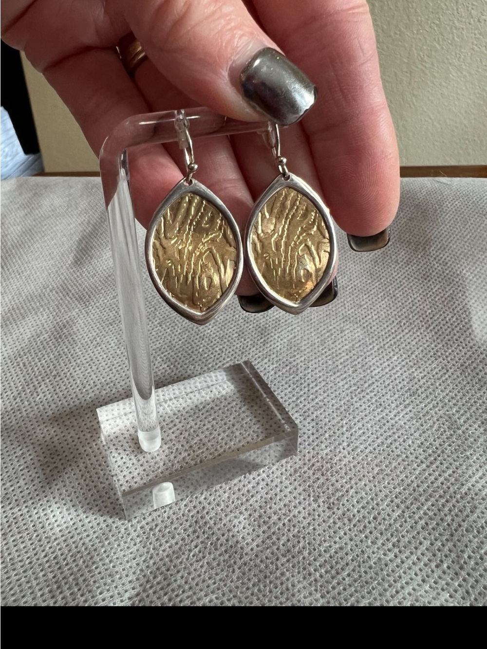 Silpada "Timber" Dangle Sterling Silver Two Tone Earrings Like New